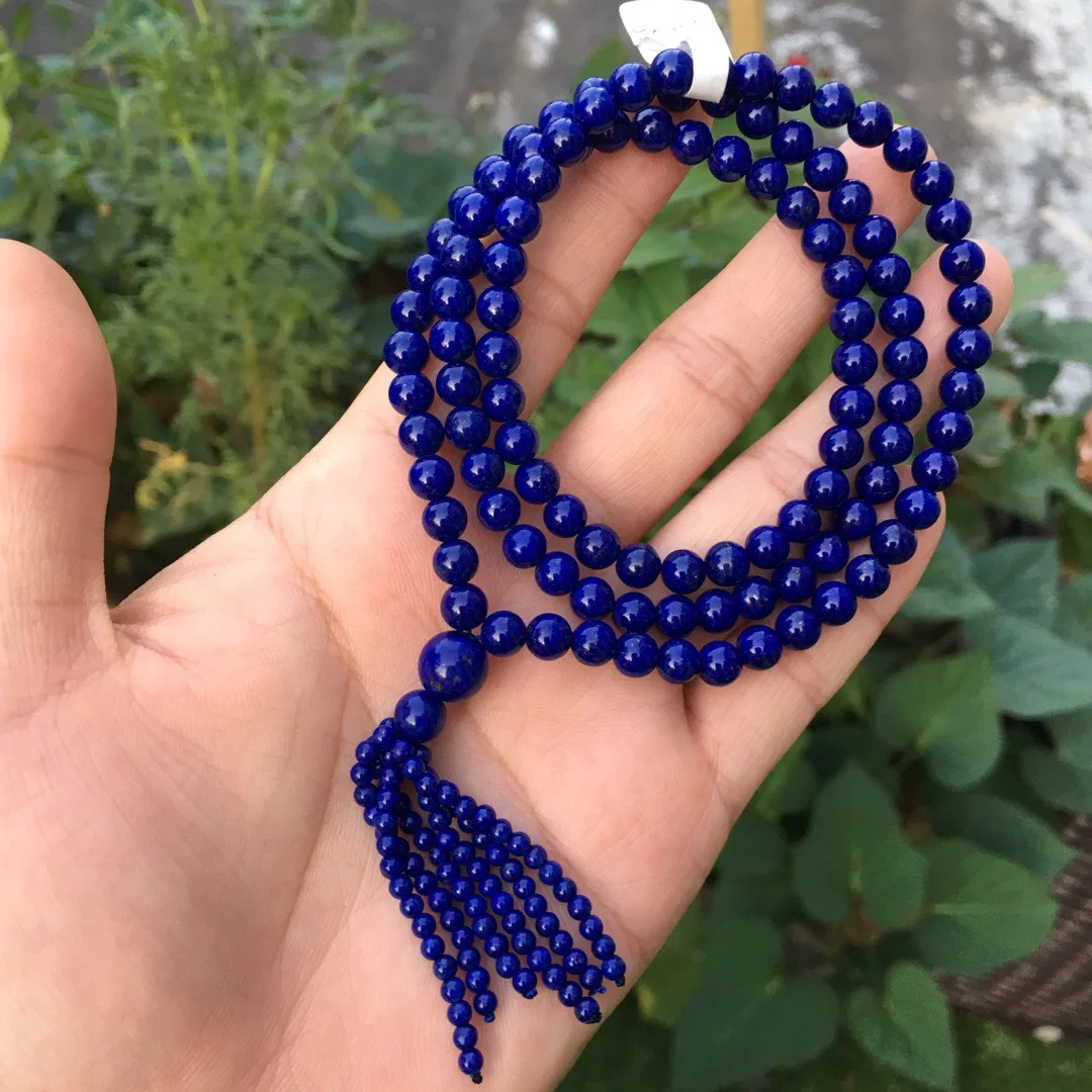 

Natural Micro Non-White Meager Gold Greenish Blue Stone 108 Buddhist Prayer Bead Multi-turn Bracelets Color Greenish Blue Clean