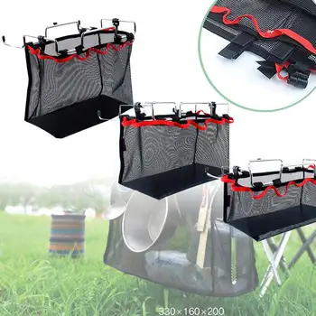 

Outdoor Wire Bracket Storage Desk Hanging Mesh Net Bag BBQ Tools Pouch Organizer