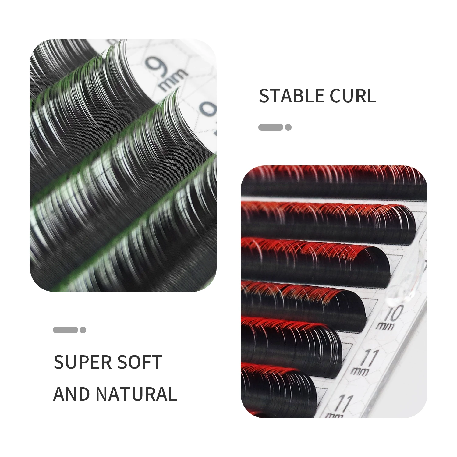 GLAMLASH Gradient Red Green Blue Purple Color Eyelash Extension Individual Faux Mink Ombre False Eye colored Lashes Makeup Tool