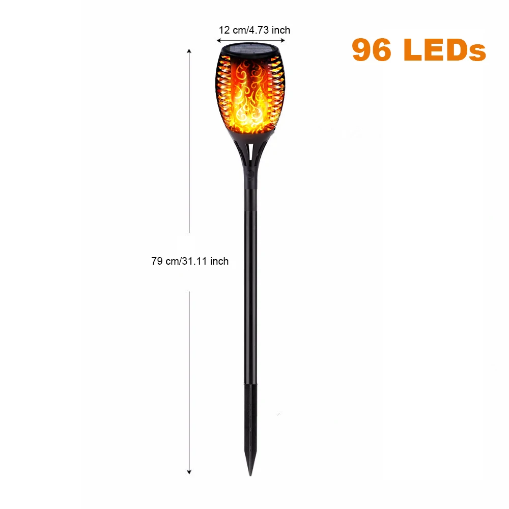 96 Leds Solar Light Светодиодный светильник на солнечной батарее s Открытый IP65 Водонепроницаемый светодиодный садовый светильник на солнечной батарее мерцающий факел пламя лампа для двора сада балкона - Испускаемый цвет: 96 Leds Solar Light