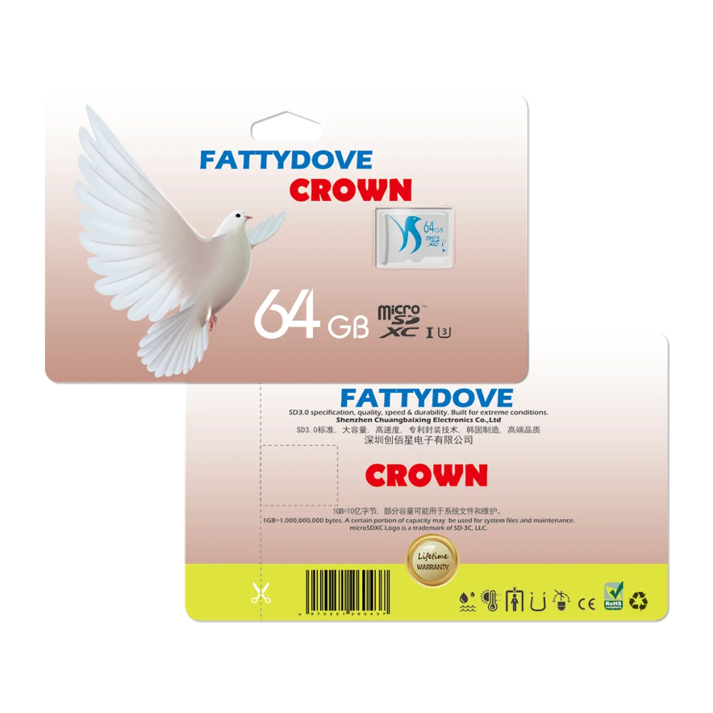 FATTYDOVE 64GB Micro SD Card UHS 3 Memory Ultra High Speed для телефона / камеры ноутбука|Карты памяти| |