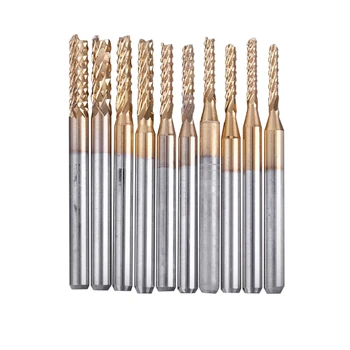 

10pcs 1.5mm-3.175mm Carbide End Mill Engraving Bits For CNC Rotary Burrs