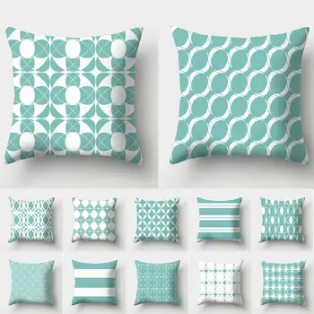 

18" Fresh Green Polyester Home Sofa Living Room Decor Pillow Case Waist Throw Cushion Cover Simple Fashion Home Decorative