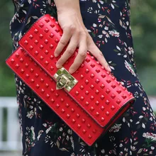 Роскошная женская сумка-клатч известного бренда с заклепками, вечерняя сумочка, высокое качество, сумка через плечо, женские сумки и кошелек