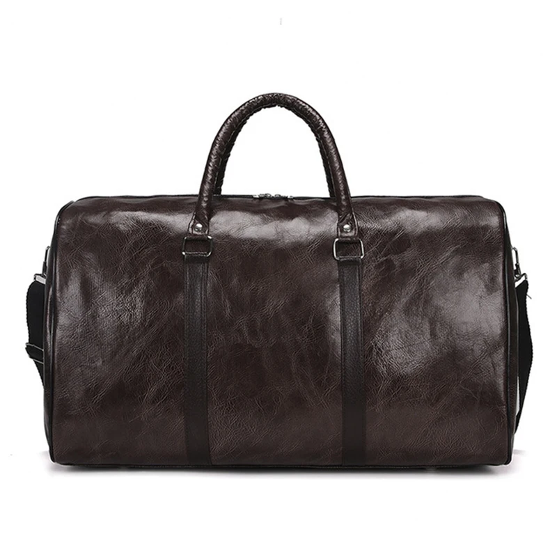 Travel Bag Large black PU Leather Couple Travel Bags Hand Luggage For Men And Women Waterproof Duffle Large Capacity Travel Bag - Цвет: 3