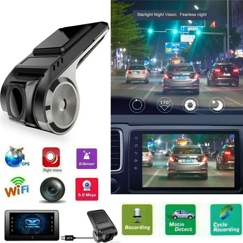 

PYMH Updated Mini 150\u00b0 1080P FHD WIFI Car DVR 2MP Camera Video Recorder ADAS G-sensor Dash Cam USB 24H Car Monitoring