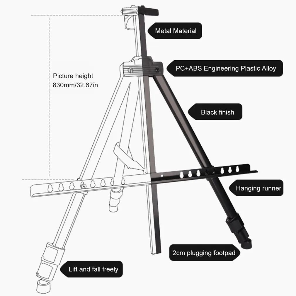 Портативный Регулируемый металлический эскиз Мольберт Стенд складной дорожный Мольберт Эскиз Дисплей мольберт стенд складной мольберт для художника