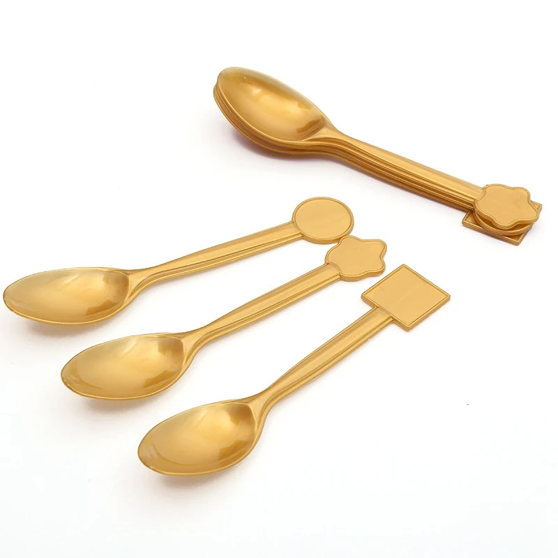 8pcs gold spoon Черные вечерние одноразовые столовые приборы с черной сеткой, тарелки для торта, бумажные стаканчики, салфетки, соломинки, свадебные, вечерние, деловые принадлежности - Цвет: 8pcs gold spoon