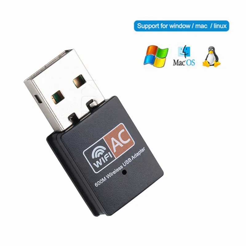 Black With CD Driver Беспроводной USB Wifi адаптер AC 600 Мбит/с Wi-fi адаптер 2,4G 5G сетевая карта антенна Wi fi приемник Lan USB Ethernet PC Wifi ключ - Цвет: Black With CD Driver