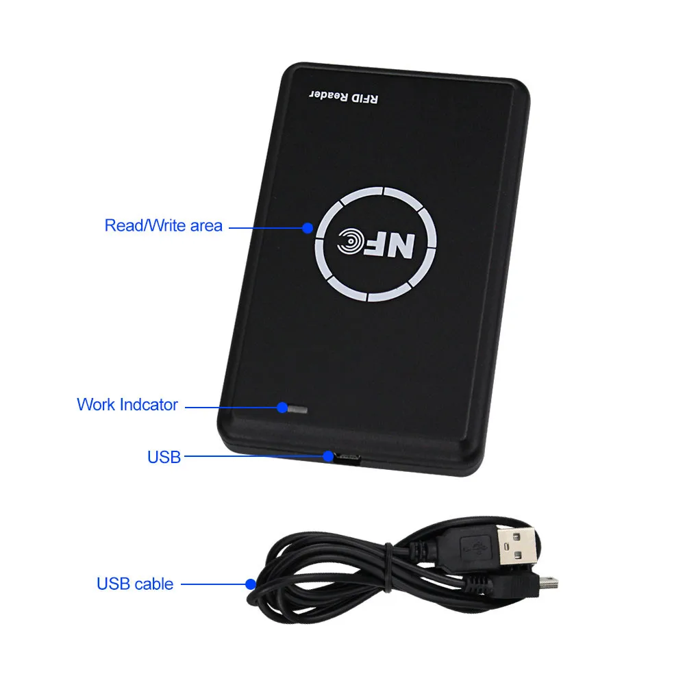 RFID Copier Duplicator 125KHz Key fob NFC Smart Card Reader Writer 13.56MHz Encrypted Programmer USB UID T5577 EM4305 Cards Tags