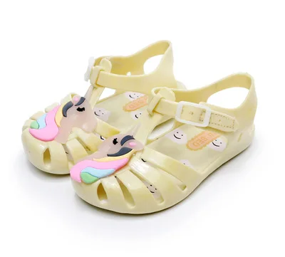 Детские Мини сандалии модные новые палочки с девочками прозрачная обувь Детские ПВХ сандалии детская пляжная обувь Нескользящая обувь для малышей - Цвет: Прозрачный