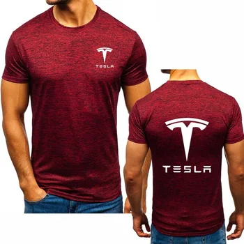

Summer Men's T-Shirt for Tesla Car Logo Printed Mens Short Sleeve Casual Comfortable Light Crew neck Cotton male T-Shirt