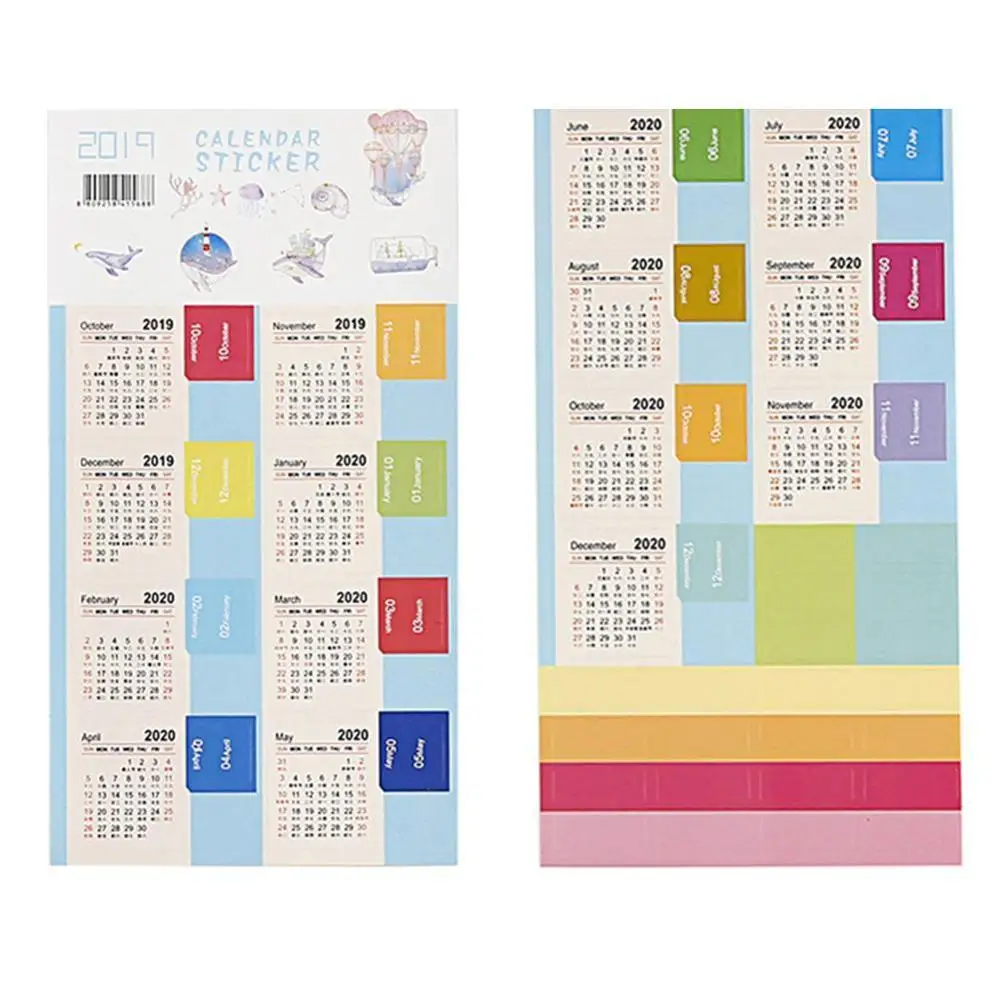 

2019 10*2pcs/pack New Cartoon Color Calendar Sticker Washi Scrapbook Decoration Planner Diy Sticker Notebook Office Stationery