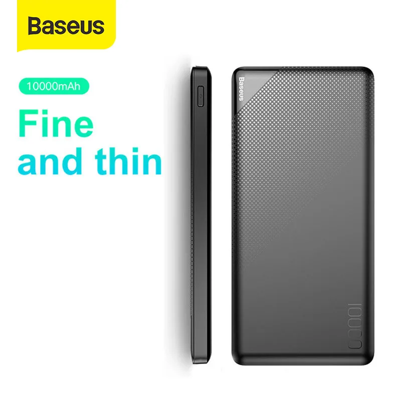 Baseus 10000mAh Power Bank For iPhone Xs Max Samsung Xiaomi Huawei Portable Powerbank Mini USB Charger External Battery Pack