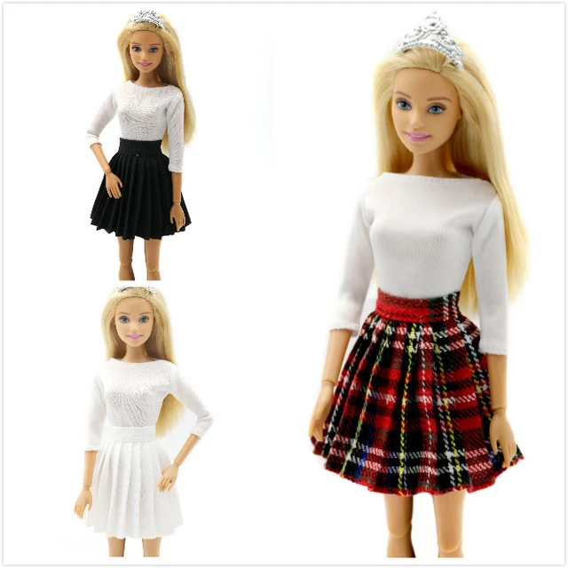 1 conjunto de moda boneca vestido pontos imprimir roupa casual festa vestir  elegante saia superior roupas para barbie boneca acessórios menina crianças  brinquedo - AliExpress