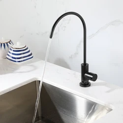 Pure Water Kitchen Sink Faucet Black SUS 304 Stainless Steel Single Cold Water Tap Purifier Lead-free Kitchen Faucet Single Hole