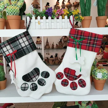 

2 PCS Christmas Decoration Unicorn Christmas Stocking Home Gift Dog Paw Christmas Stocking Gift