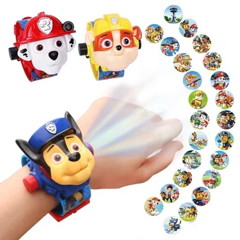 

2020 Paw patrol toys set 3D Projection watch Action figure Birthday Anime figure Patrulla Canina Toy Gift