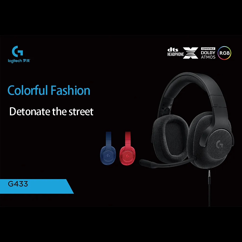 Наушники Проводная игровая гарнитура logitech G433 7,1 Проводная гарнитура с микрофоном для PS4 гарнитура Earset-L1204