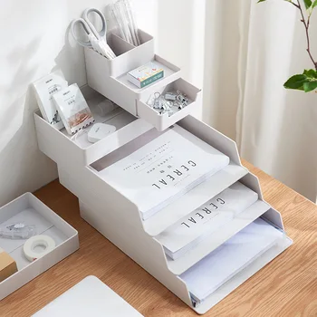 

Stackable Drawer A4 File Paper Storage Box Stationery Book Stand Magazine Folder Makeup Storage Home Office Desktop Organizer