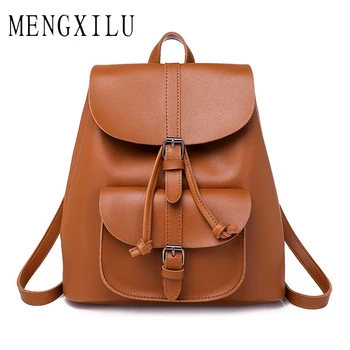 

Hot Sale Women PU Leather Backpacks Trendy Female Drawstring Travel Bags Retro School Bags Women High Quality Rucksack Mochila