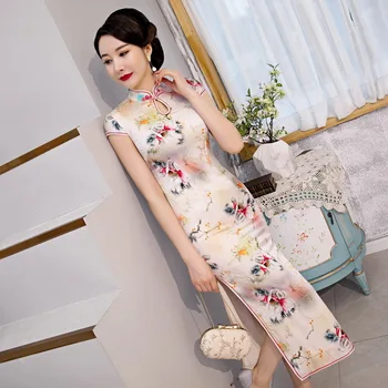 

2020 summer new women's wear Chinese style retro improved banquet silk cheongsam dress daily wear young women