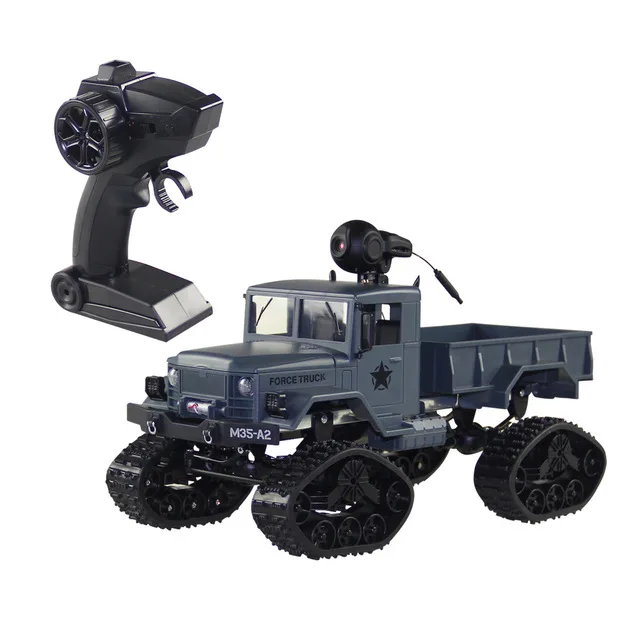 

Tracked Snow Truck WiFi HD Camera Real-time Transmission RC Car 4WD 2.4G Replaceable Tire High Speed Military Truck VS WPL