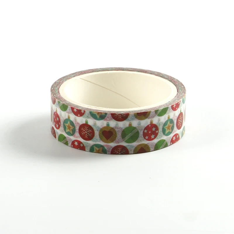 NEW 1PC Cute Christmas Decoration Ball Print Japanese Washi Tape for Planner Scrapbooking Decorative Masking Tapes Stationery