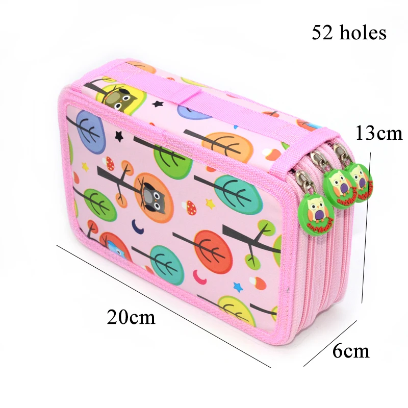 Kawaii Cute School Pencil Case 4 Layer 72 Holes Canvas Pencilcase