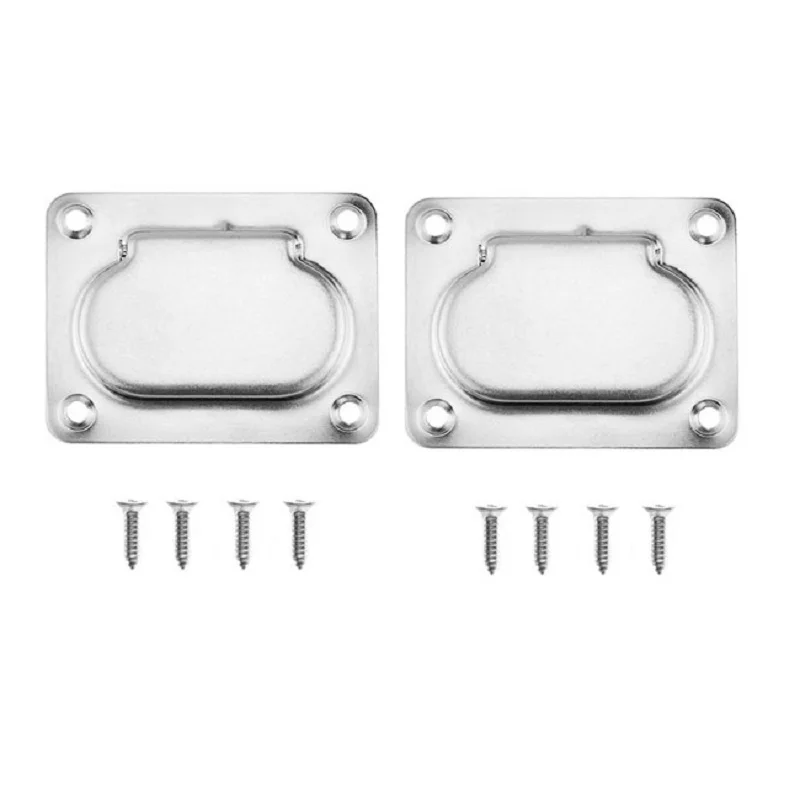 

2 Pcs Marine 304 Stainless Steel Anti-Rattle Spring Flush Deck Hatch Locker Cabinet Lifting/ Pull Rings Handle Boats Accessories