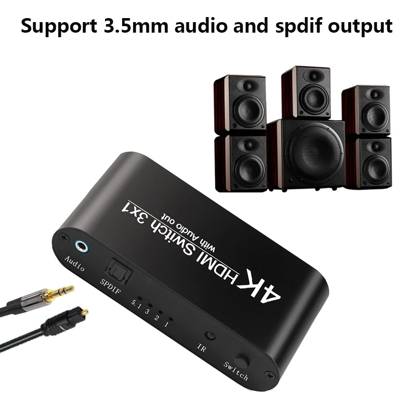 4K x 2K три hdmi-hdmi аудио экстрактор+ оптический TOSLINK SPDIF+ 3,5 мм стерео аудио экстрактор конвертер HDMI аудио сплиттер
