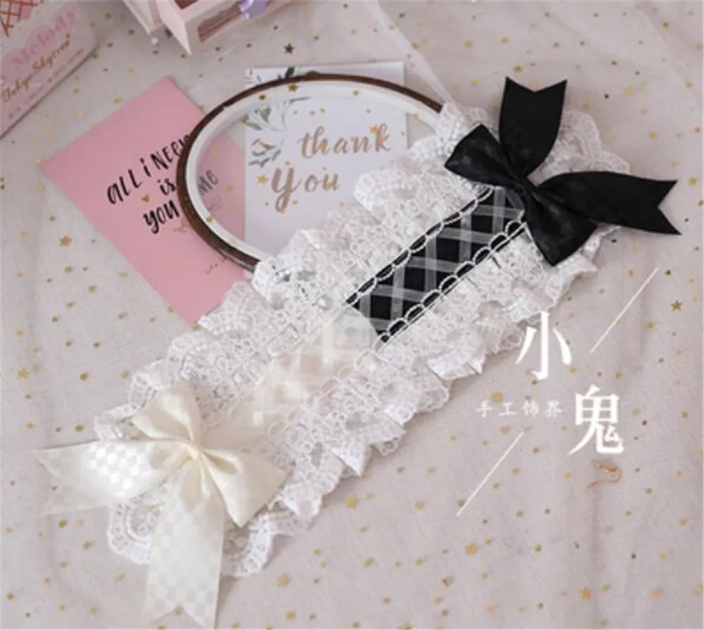 style 12 Винтажная Лолита шоколадный кролик кружевной бант лента для волос аксессуары для волос черный белый красный KC обруч для волос повязка на голову B515 - Цвет: style 12