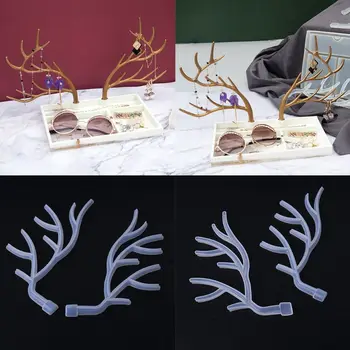 

Christmas Elk Jewelry Rack Resin Casting Molds Deer Anlter Jewelry Storage Box Silicone Resin Trays Mold Set Art Crafts