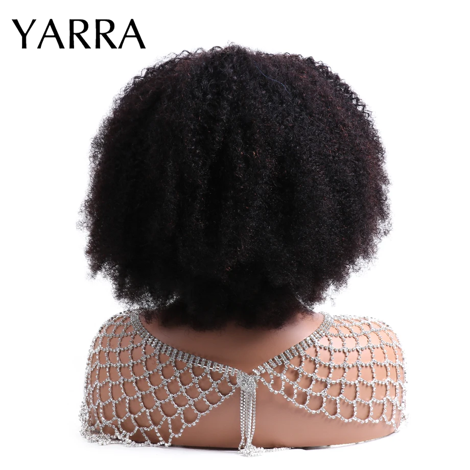 Afro Kinky Curly Human Hair Wig For Black Women With Bangs Full Machine Made Brazilian Remy Hair 16 Inches 180 Density YARRA 5