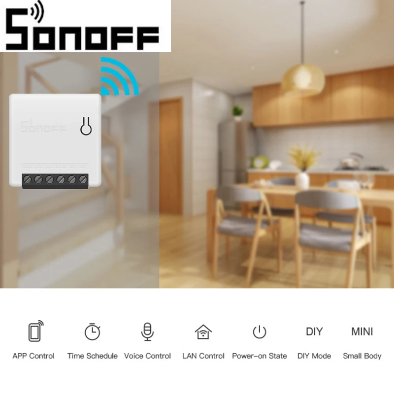 

Itead Sonoff MINI Smart Switch DIY Small Remote Control Wifi Switch Compatible With External Switch Work With Alexa Google Home