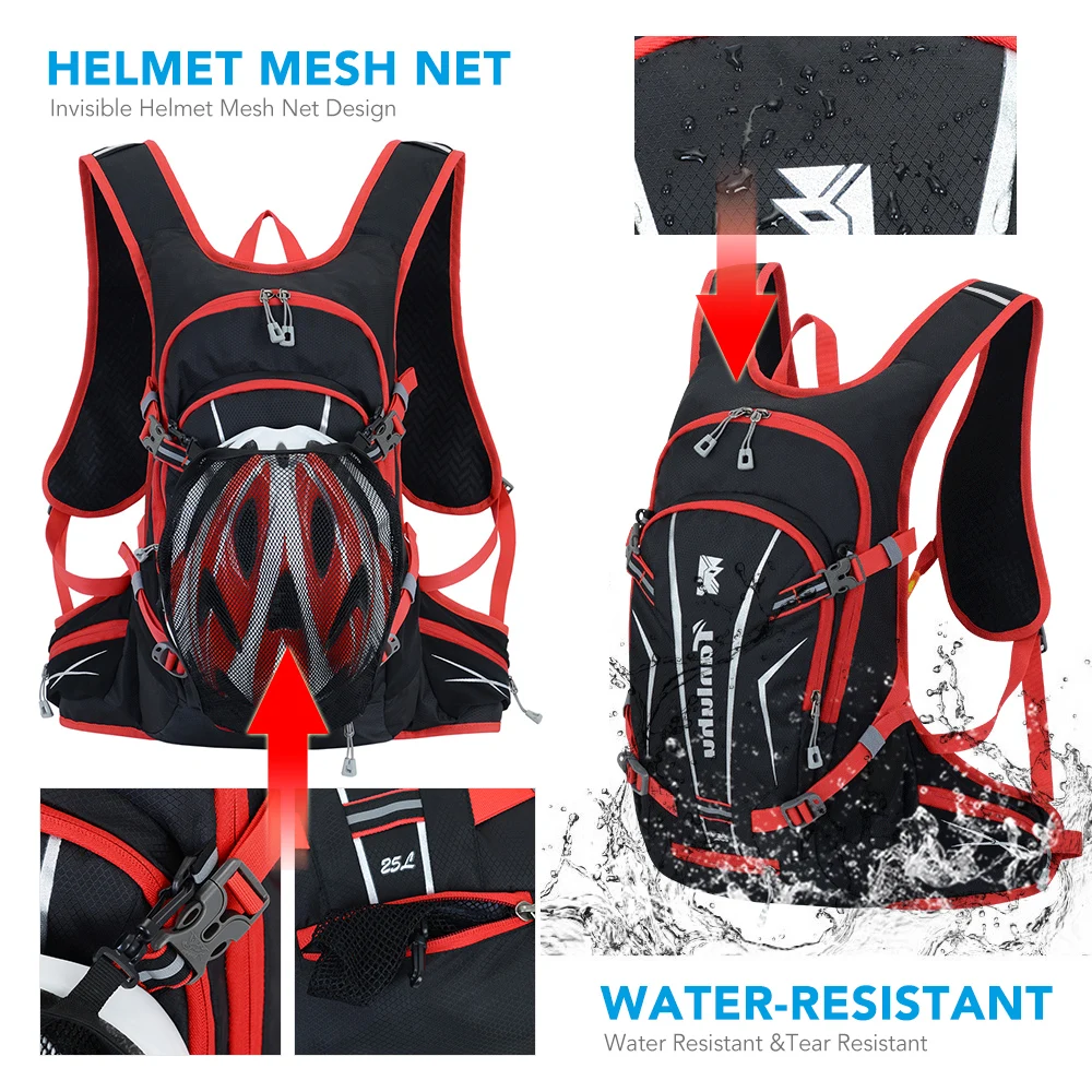 25L сумка для велосипеда водонепроницаемый, спортивный рюкзак для велоспорта дышащий с шлем для бега велосипеда альпинизма езда на