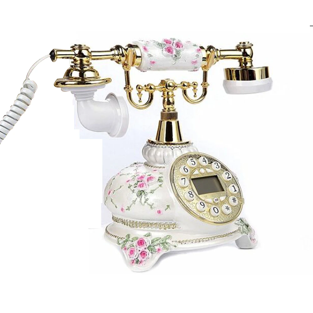 Retro Vintage Telephone Push Dial Antique Landline Phone LCD Display Classic Decoration forHome,Office,Luxury,Star Hotel,Art