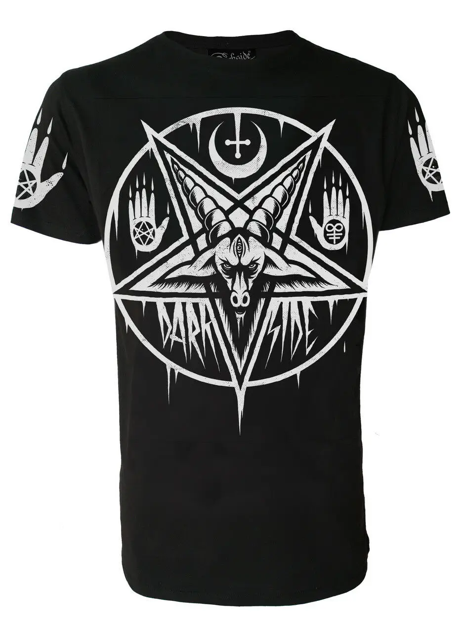 Darkside Baphomet Pentagram Occult Satanic Mens T Shirt Black Rock Biker S-3Xl Design Top Tee