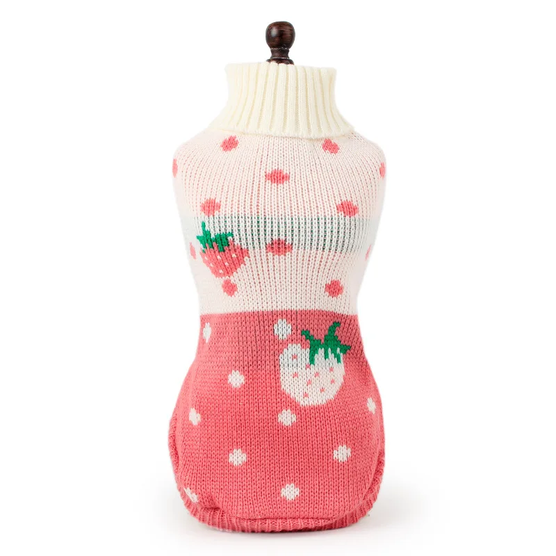 Pink Strawberry Зимняя теплая одежда для домашних животных, котов изображением кота из мультика для кошек Kedi Katten пуловер домашних животных Костюмы Mascotas Gotas костюм vetement чат - Цвет: Pink Strawberry