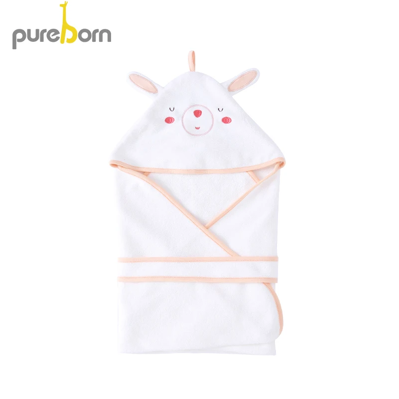 Pureborn Baby Bath Towel Newborn Unisex Baby Towel Terry Cotton Cartoon Animal Hooded Baby Boy Blanket Baby Girl Stuff