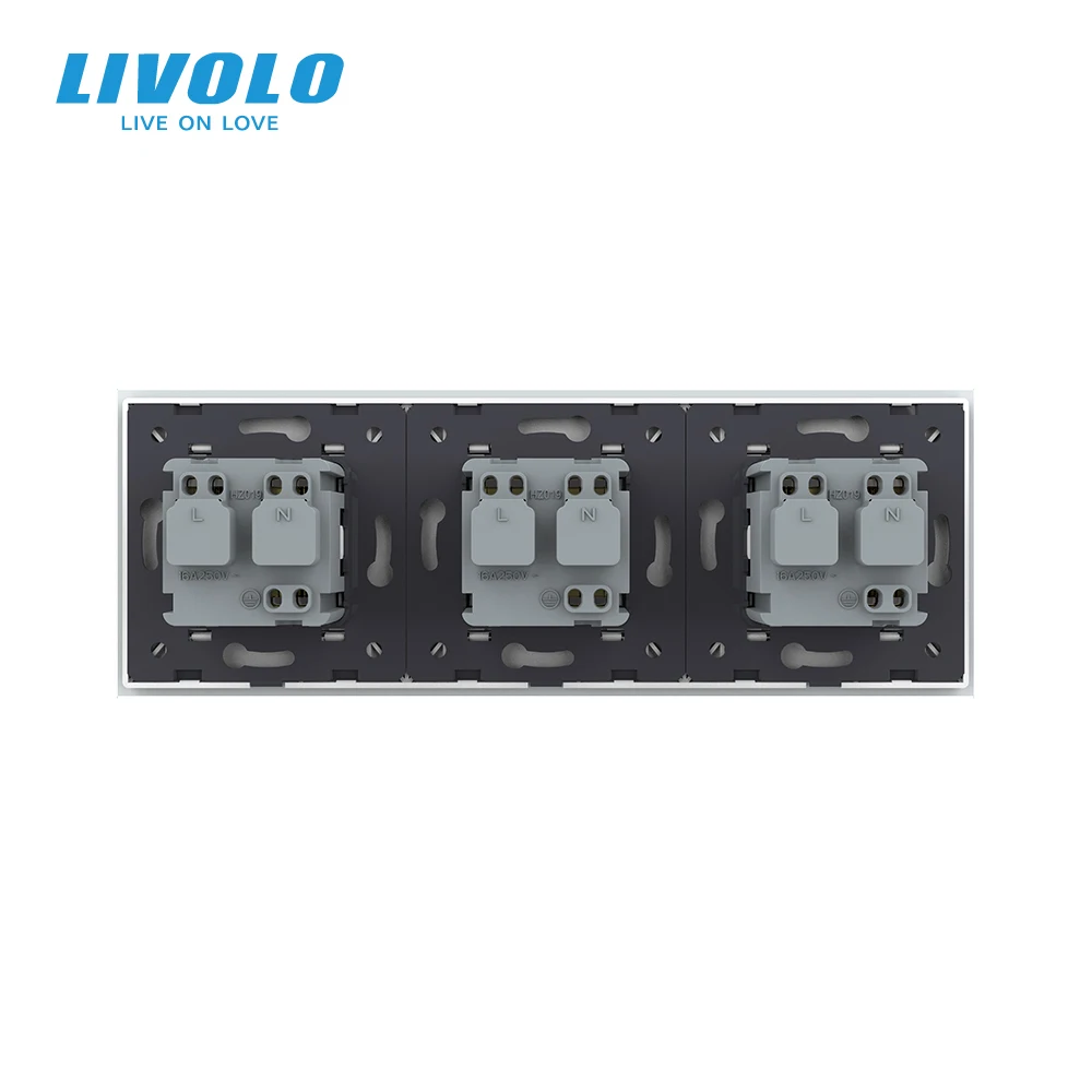 Livolo новое гнездо питания стандарта ЕС выходная панель тройная настенная розетка