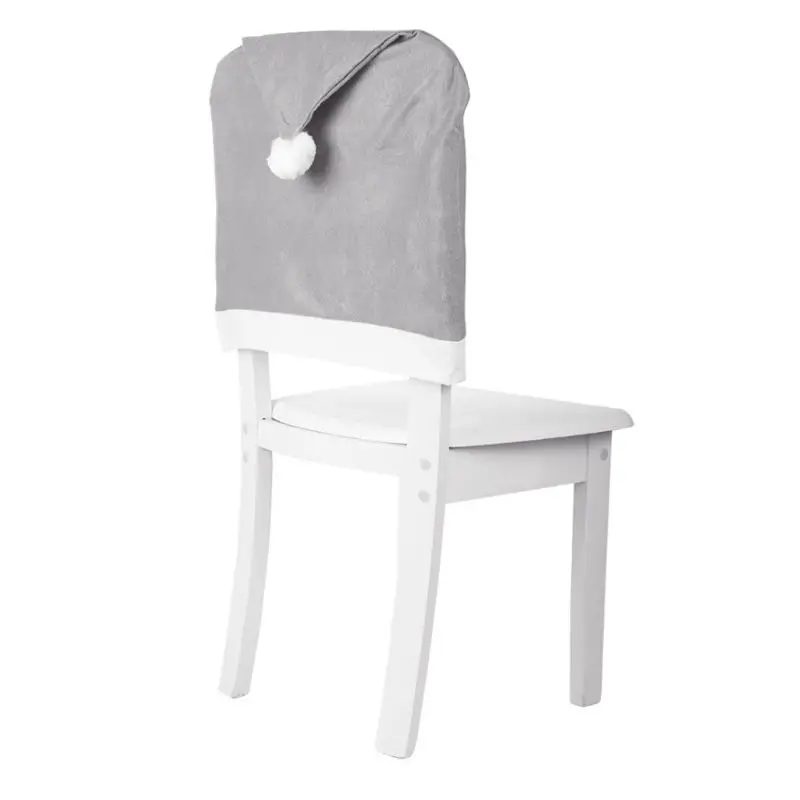 4 шт./компл. накидки на стулья, чехлы для задней панели классический серый Санта Клаус шапка из нетканого материала чехол с помпоном шар для украшения дома