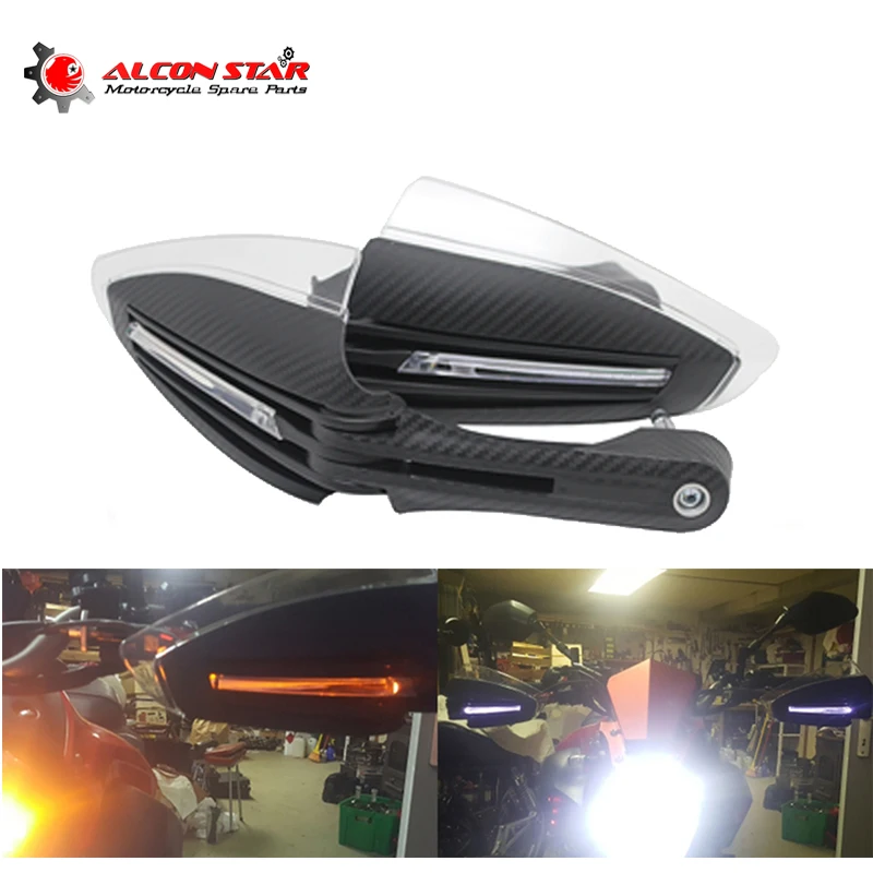 Alconstar-1Pair 22mm 7/8'' Motorcycle Handguards LED Turn Signals Falling Hand Protectors Black For Honda for Kawasaki | Автомобили