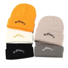 Miya Mona, новая мода, вязаная, обычная, с буквенным принтом, пряжа для вышивки, шапка, теплая, осень, зима, вязаная шапка, повседневная, одноцветная, унисекс, шапочка