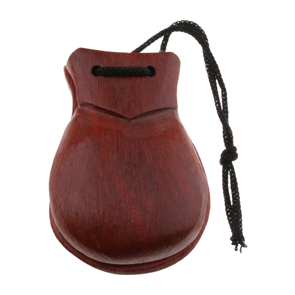 Durable Wooden Clapper Castanet Hand Percussion Instrument Brown 8x5.5x2cm