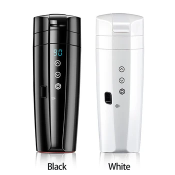 

400ml Stainless Steel Portable Car Heating Cup 12V 24V Electric Water Cup LCD Display Temperature Kettle Coffee Tea Milk Heated