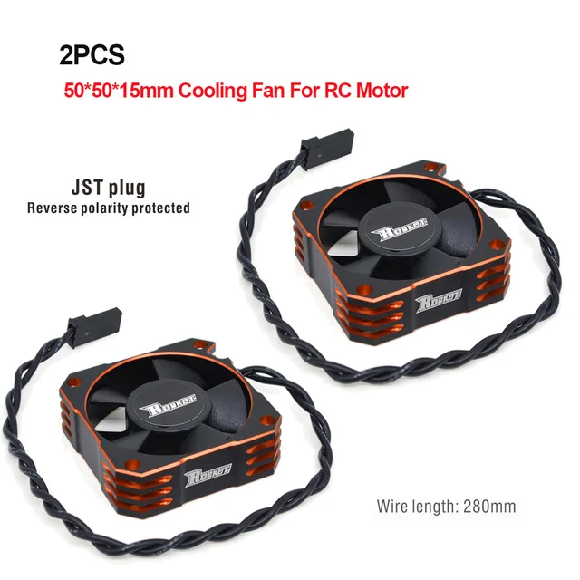 Surpass Hobby Rocket 25mm 30mm 36mm 40mm 50mm Aluminum Metal Cooling Fan For RC ESC Motor Heat Dissipation-Orange&Black 2PCS 50mm for Motor