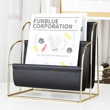 

Desktop Black Storage Metal Leather File Rack Business Office Magazine Magazine Rack Multi-layer Simple Storage Bracket