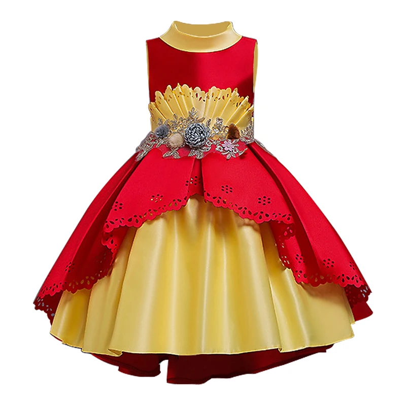 Детские платья для девочек; элегантное вечернее бальное платье; платье принцессы; свадебное платье с цветочным узором для девочек; детское вечернее платье