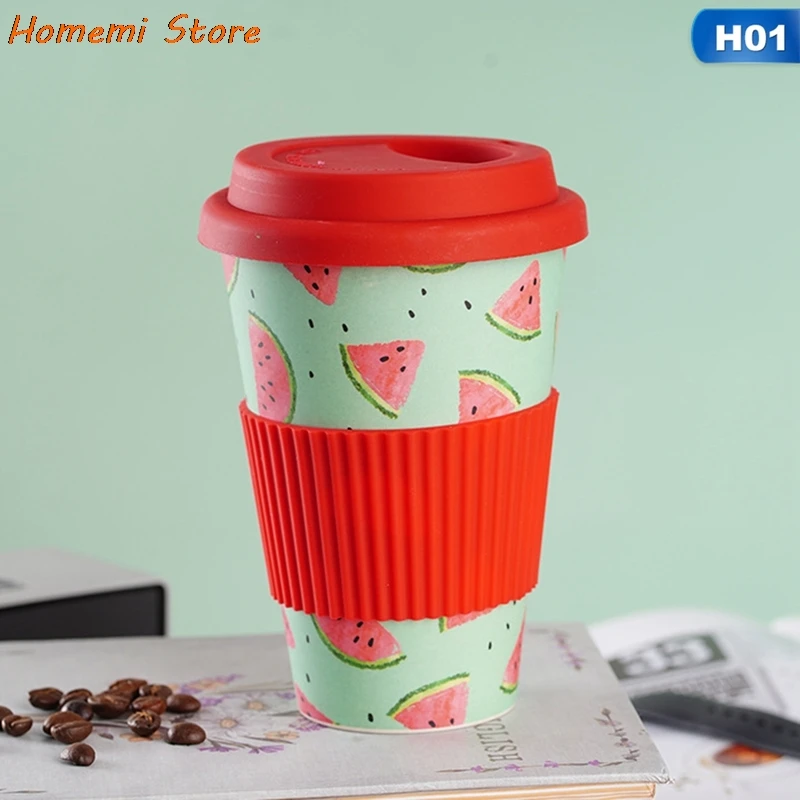 500ML Water Cup Eco Friendly Bamboo Reusable Travel Cup Outdoor Portable Mug Tea Coffee Cup Water Juice Mug With Lid For Gift